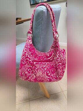 Vera Bradley Vintage Hot Pink Floral Quilted Cargo Bag Purse